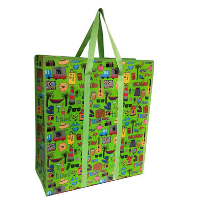 Laminated Non Woven Pp Grocery Shopping Bag Zip Bags Long Handle Reusable Tote Bags