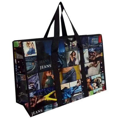 50cm Large PP Woven Shopping Bag Coating Pp Woven Bag With Long Handle